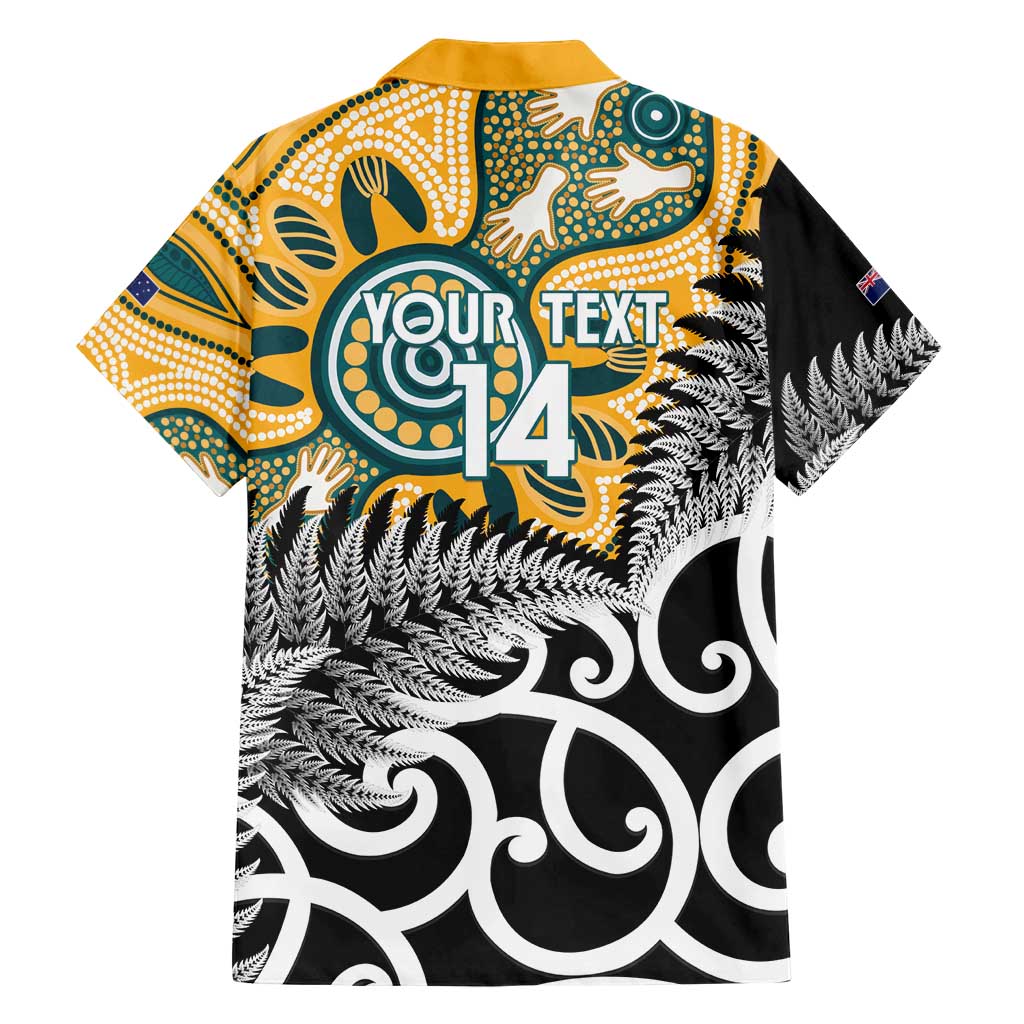 New Zealand Australia Rugby Custom Family Matching Short Sleeve Bodycon Dress and Hawaiian Shirt Wallabies Aboriginal All Black Maori Tiki Together - Polynesian Pride