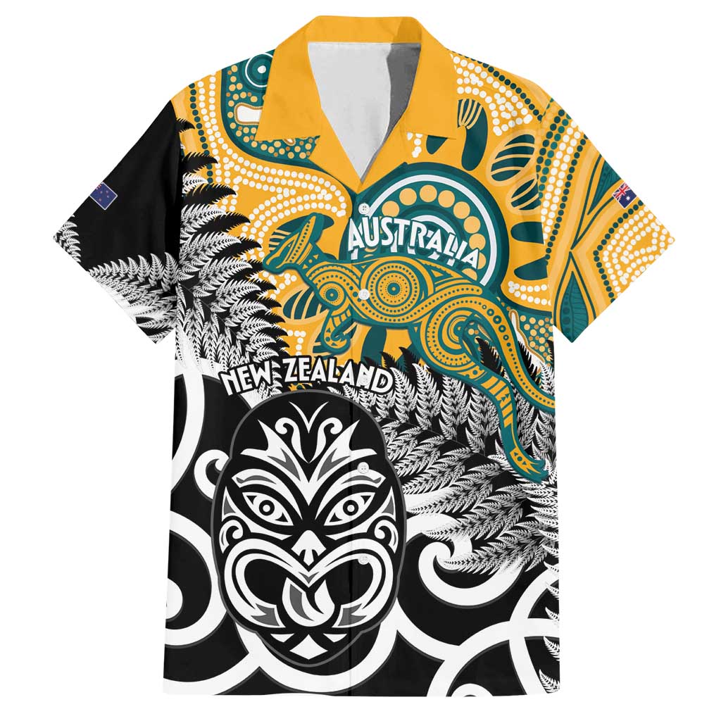 New Zealand Australia Rugby Custom Family Matching Tank Maxi Dress and Hawaiian Shirt Wallabies Aboriginal All Black Maori Tiki Together - Polynesian Pride