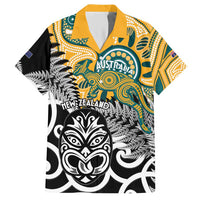 New Zealand Australia Rugby Custom Hawaiian Shirt Wallabies Aboriginal All Black Maori Tiki Together - Polynesian Pride
