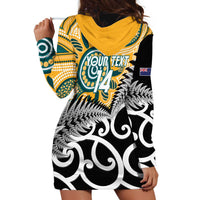 New Zealand Australia Rugby Custom Hoodie Dress Wallabies Aboriginal All Black Maori Tiki Together - Polynesian Pride