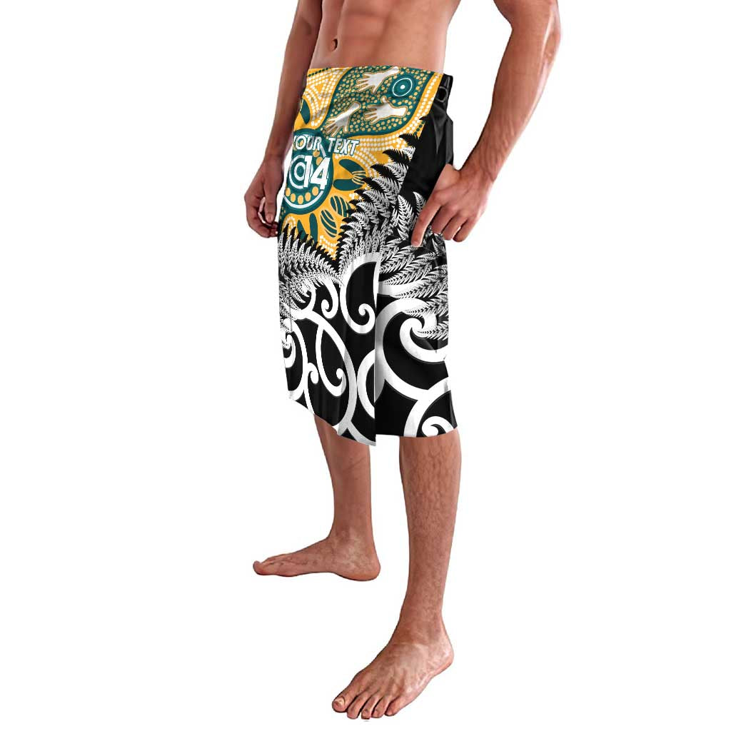 New Zealand Australia Rugby Custom Lavalava Wallabies Aboriginal All Black Maori Tiki Together - Polynesian Pride