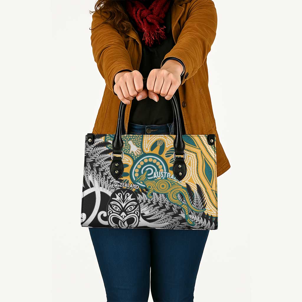 New Zealand Australia Rugby Leather Bag Wallabies Aboriginal All Black Maori Tiki Together - Polynesian Pride