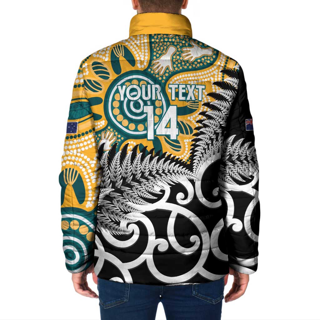 New Zealand Australia Rugby Custom Padded Jacket Wallabies Aboriginal All Black Maori Tiki Together - Polynesian Pride