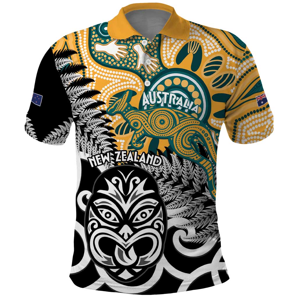New Zealand Australia Rugby Custom Polo Shirt Wallabies Aboriginal All Black Maori Tiki Together - Polynesian Pride