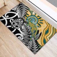 New Zealand Australia Rugby Rubber Doormat Wallabies Aboriginal All Black Maori Tiki Together - Polynesian Pride