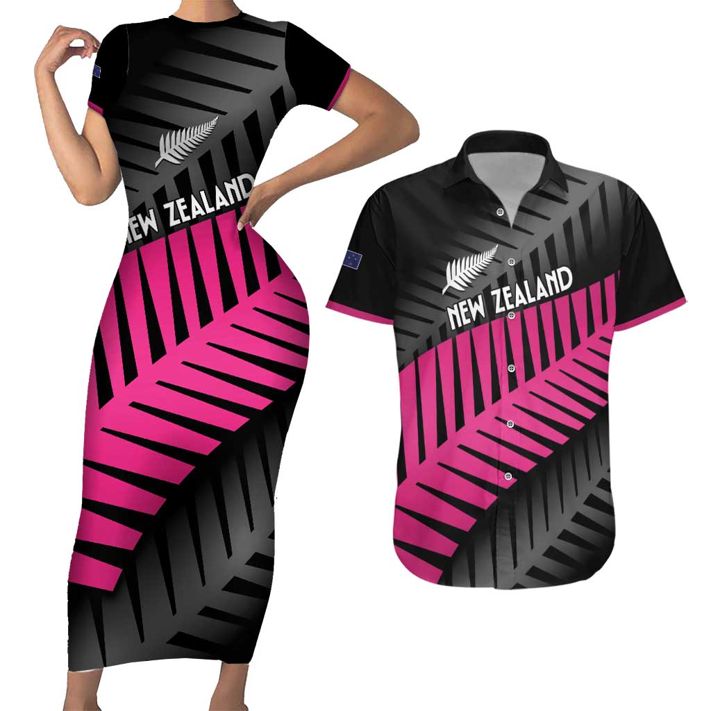 New Zealand Silver Fern Rugby Custom Couples Matching Short Sleeve Bodycon Dress and Hawaiian Shirt 2025 All Black Go Champions - Polynesian Pride