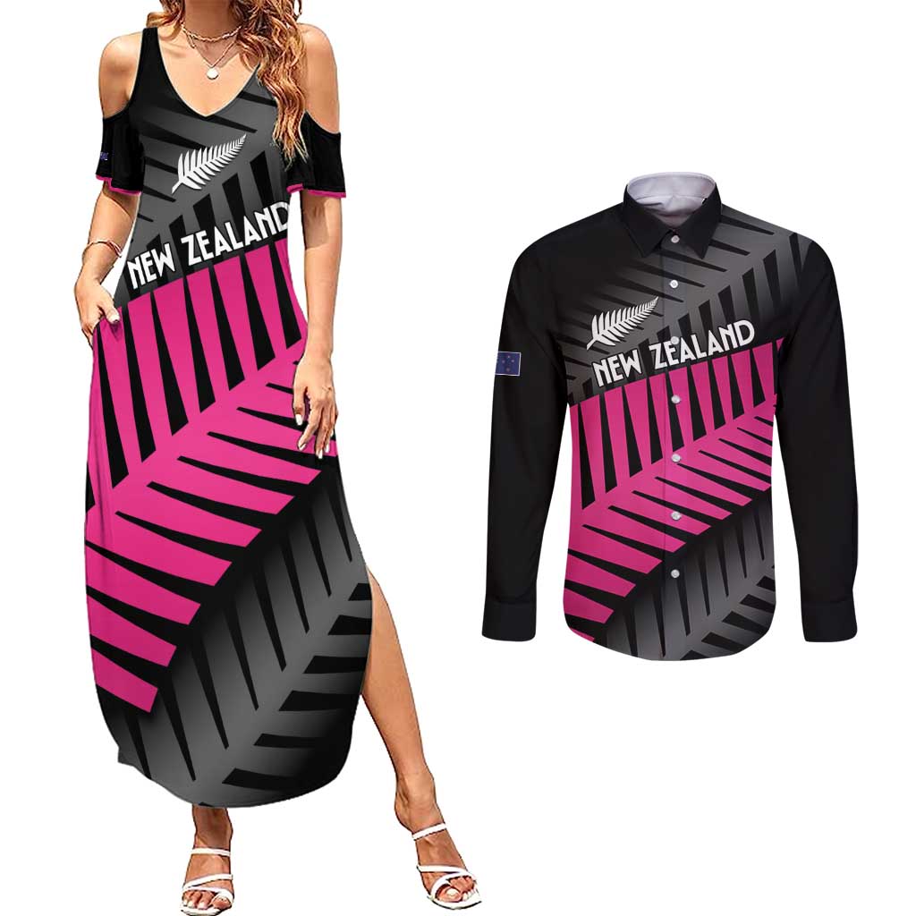 New Zealand Silver Fern Rugby Custom Couples Matching Summer Maxi Dress and Long Sleeve Button Shirt 2025 All Black Go Champions - Polynesian Pride