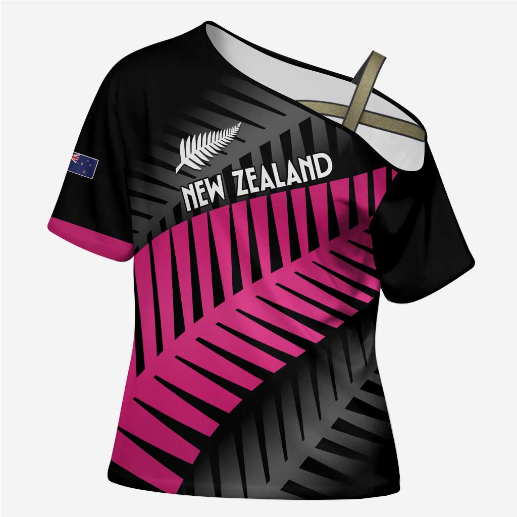 New Zealand Silver Fern Rugby Custom Cross Shoulder Shirt 2025 All Black Go Champions - Polynesian Pride