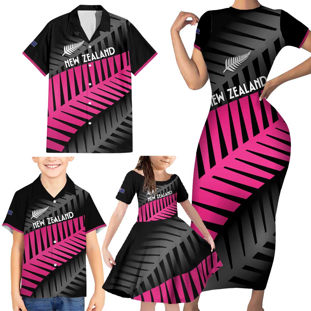 New Zealand Silver Fern Rugby Custom Family Matching Short Sleeve Bodycon Dress and Hawaiian Shirt 2025 All Black Go Champions - Polynesian Pride