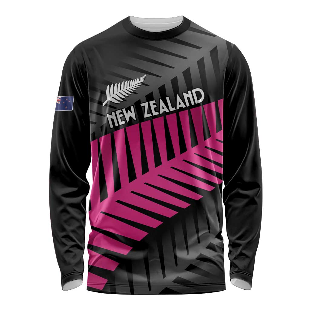New Zealand Silver Fern Rugby Custom Long Sleeve Shirt 2025 All Black Go Champions - Polynesian Pride