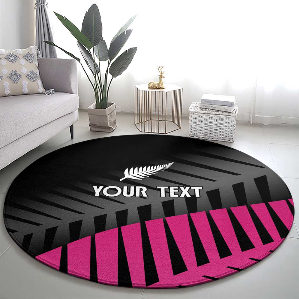 New Zealand Silver Fern Rugby Custom Round Carpet 2025 All Black Go Champions - Polynesian Pride