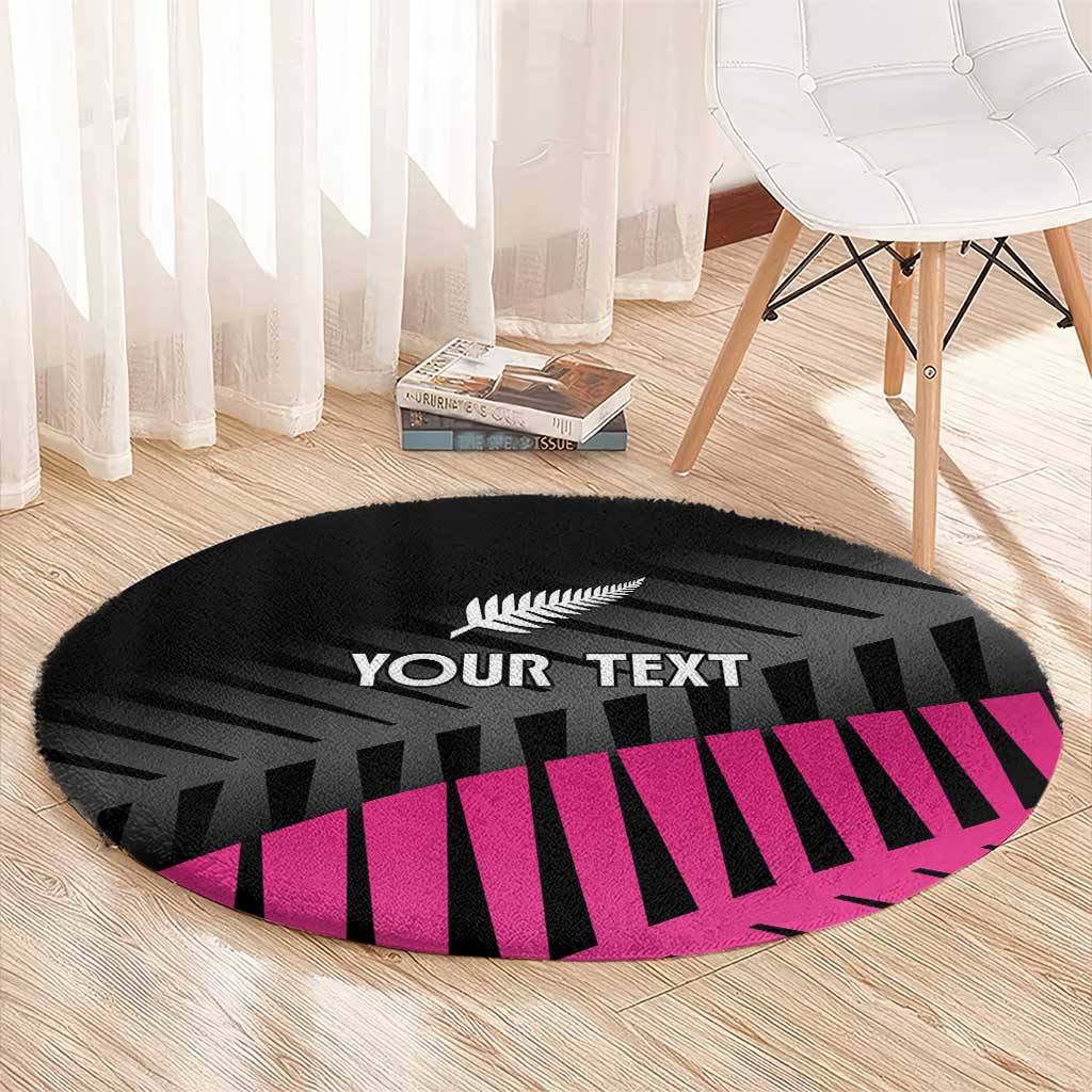 New Zealand Silver Fern Rugby Custom Round Carpet 2025 All Black Go Champions - Polynesian Pride