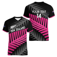 New Zealand Silver Fern Rugby Custom Women V-Neck T-Shirt 2025 All Black Go Champions - Polynesian Pride