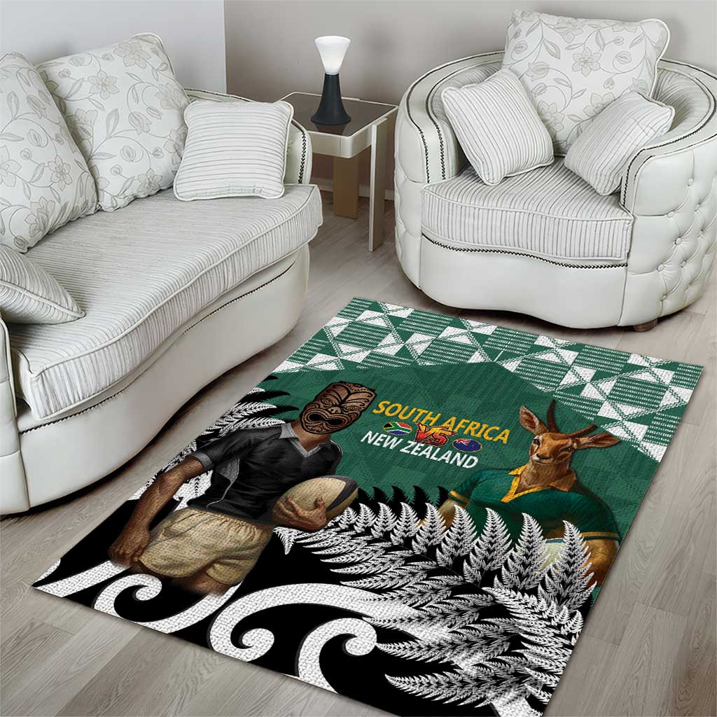 New Zealand South Africa Rugby Area Rug Springboks Kente All Black Maori Together - Polynesian Pride