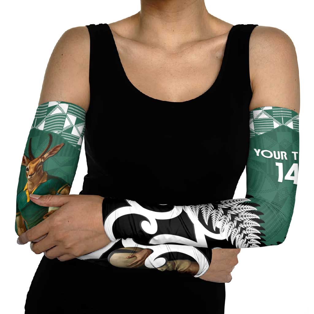 New Zealand South Africa Rugby Arm Sleeves Springboks Kente All Black Maori Together - Polynesian Pride