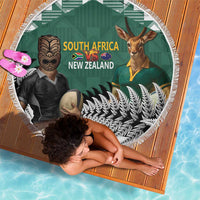 New Zealand South Africa Rugby Beach Blanket Springboks Kente All Black Maori Together - Polynesian Pride