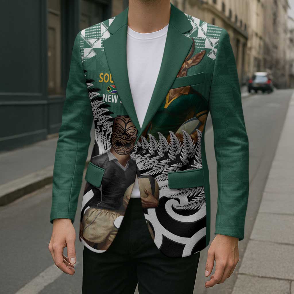 New Zealand South Africa Rugby Custom Blazer Springboks Kente All Black Maori Together - Polynesian Pride