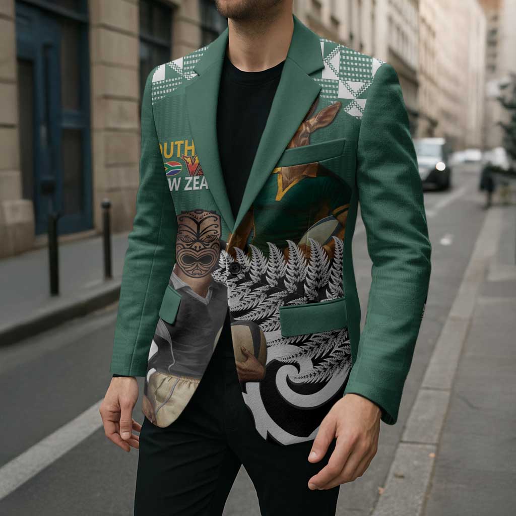 New Zealand South Africa Rugby Custom Blazer Springboks Kente All Black Maori Together - Polynesian Pride