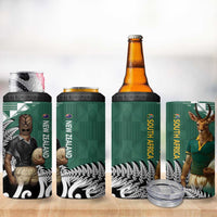 New Zealand South Africa Rugby 4 in 1 Can Cooler Tumbler Springboks Kente All Black Maori Together - Polynesian Pride