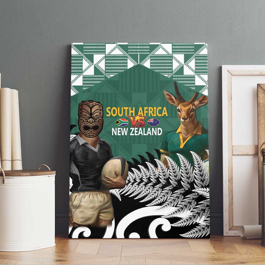 New Zealand South Africa Rugby Canvas Wall Art Springboks Kente All Black Maori Together - Polynesian Pride