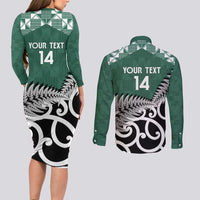 New Zealand South Africa Rugby Custom Couples Matching Long Sleeve Bodycon Dress and Long Sleeve Button Shirt Springboks Kente All Black Maori Together - Polynesian Pride