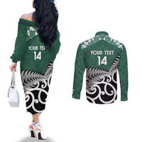 New Zealand South Africa Rugby Custom Couples Matching Off The Shoulder Long Sleeve Dress and Long Sleeve Button Shirt Springboks Kente All Black Maori Together - Polynesian Pride