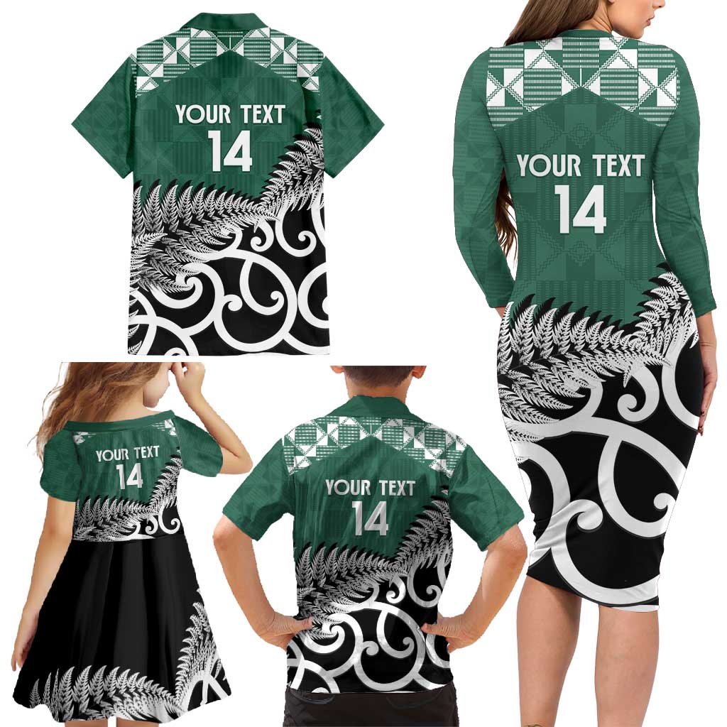 New Zealand South Africa Rugby Custom Family Matching Long Sleeve Bodycon Dress and Hawaiian Shirt Springboks Kente All Black Maori Together - Polynesian Pride