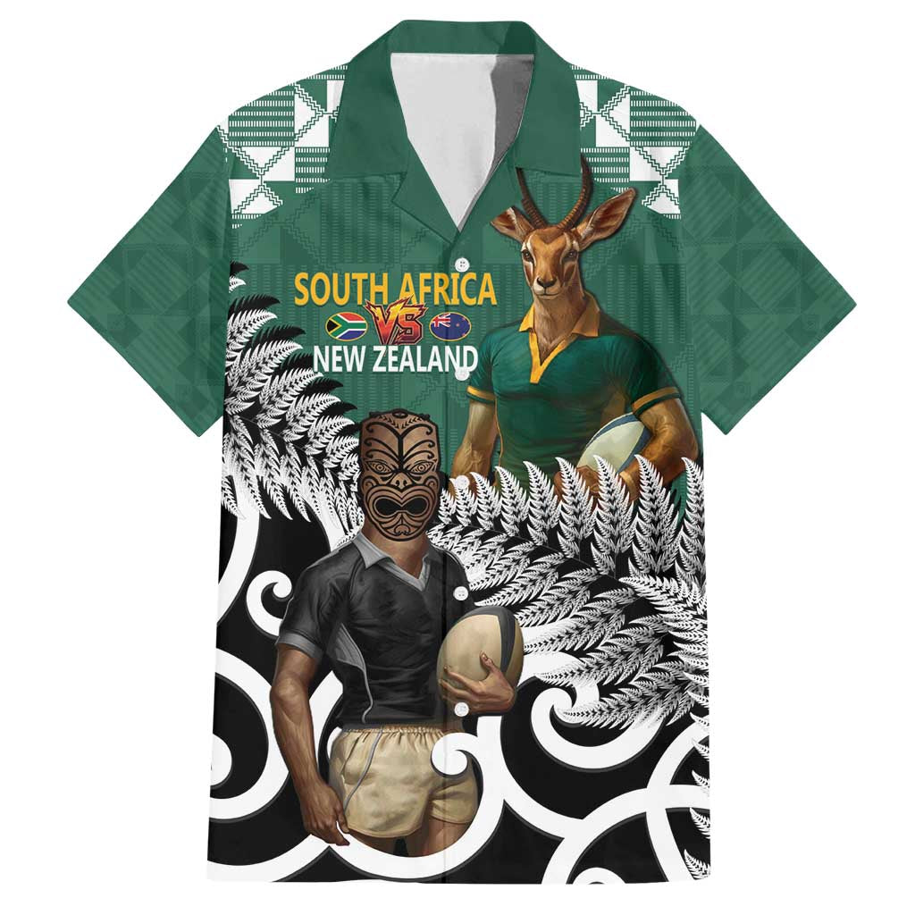 New Zealand South Africa Rugby Custom Family Matching Long Sleeve Bodycon Dress and Hawaiian Shirt Springboks Kente All Black Maori Together - Polynesian Pride
