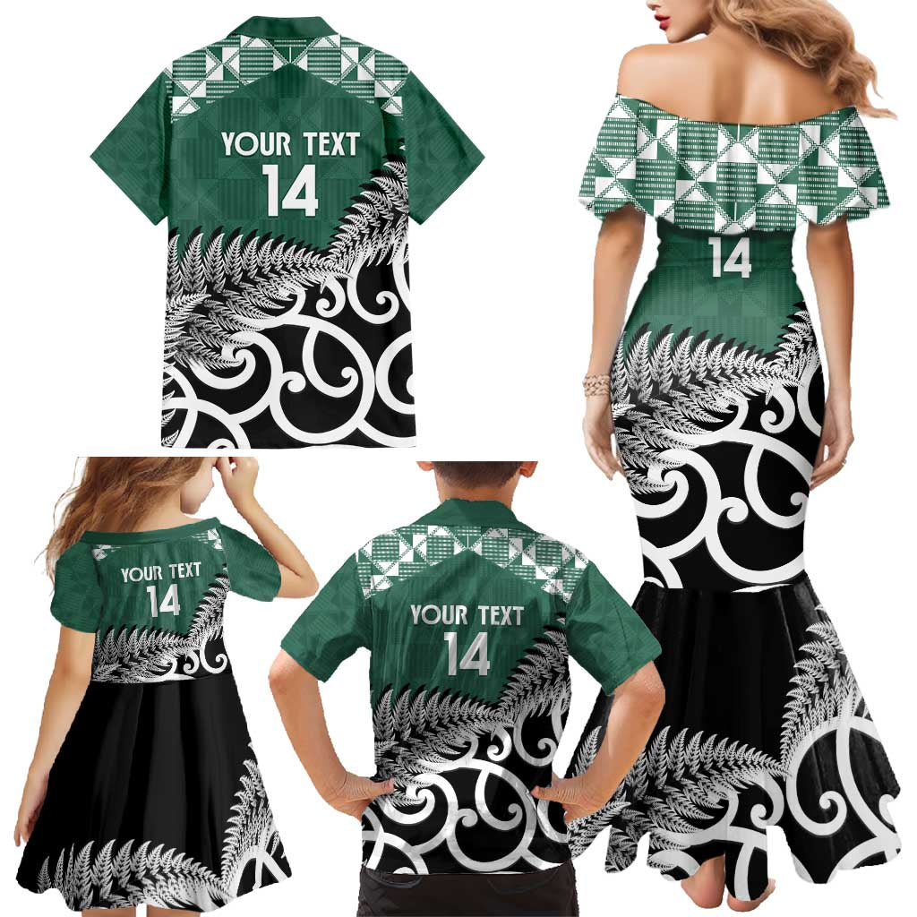 New Zealand South Africa Rugby Custom Family Matching Mermaid Dress and Hawaiian Shirt Springboks Kente All Black Maori Together - Polynesian Pride