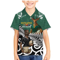 New Zealand South Africa Rugby Custom Family Matching Mermaid Dress and Hawaiian Shirt Springboks Kente All Black Maori Together - Polynesian Pride