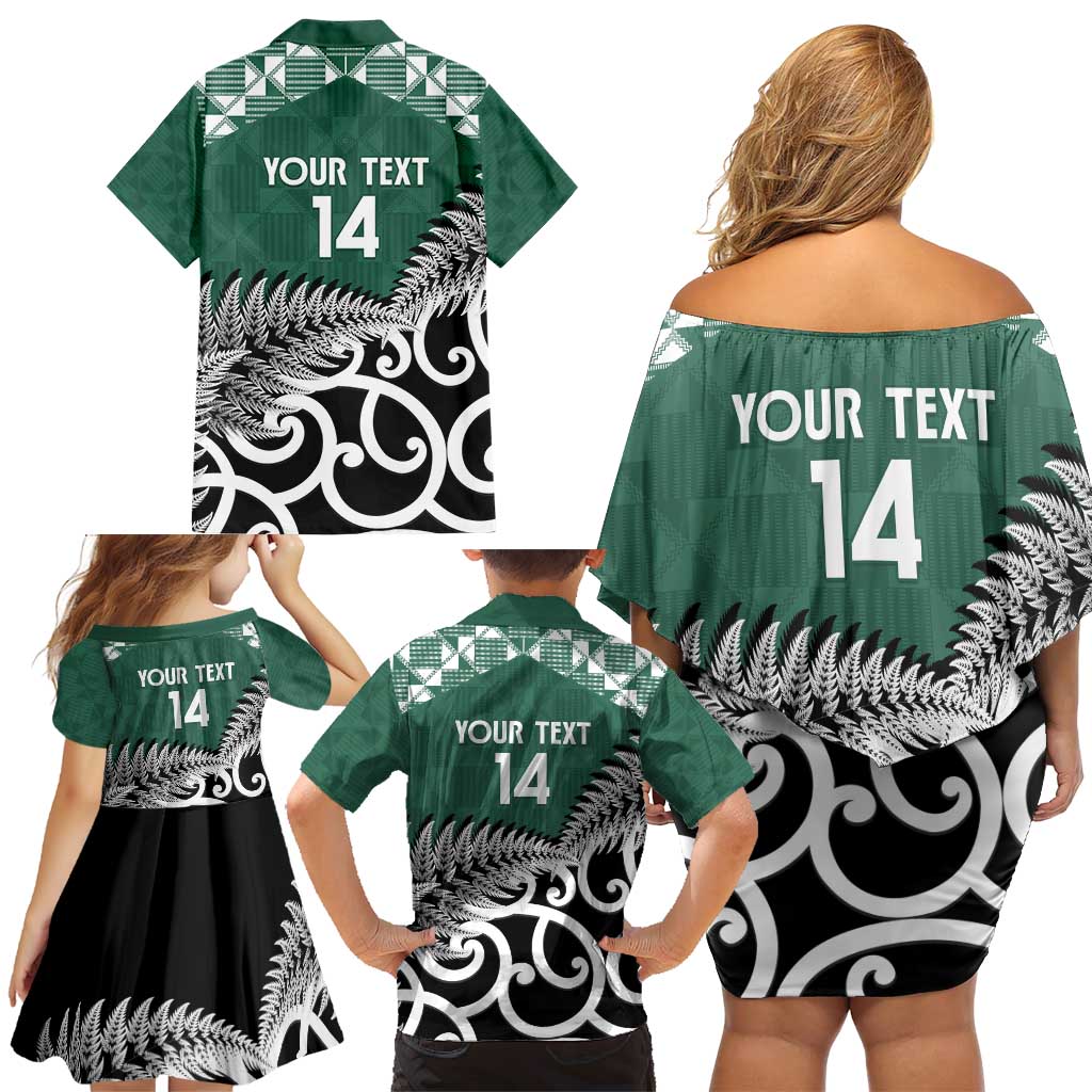New Zealand South Africa Rugby Custom Family Matching Off Shoulder Short Dress and Hawaiian Shirt Springboks Kente All Black Maori Together - Polynesian Pride