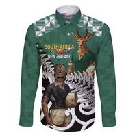 New Zealand South Africa Rugby Custom Family Matching Off Shoulder Short Dress and Hawaiian Shirt Springboks Kente All Black Maori Together - Polynesian Pride