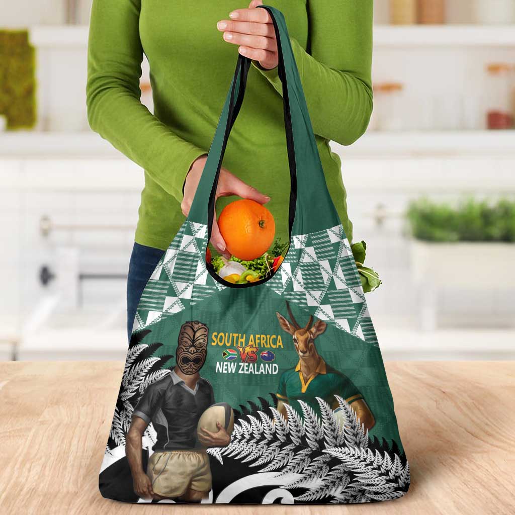 New Zealand South Africa Rugby Grocery Bag Springboks Kente All Black Maori Together - Polynesian Pride