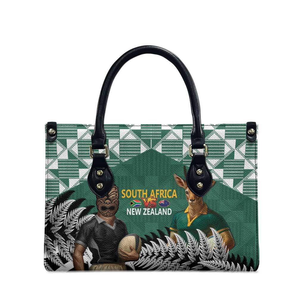New Zealand South Africa Rugby Leather Bag Springboks Kente All Black Maori Together - Polynesian Pride