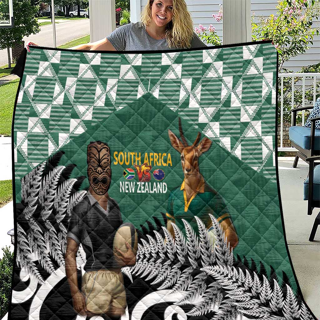 New Zealand South Africa Rugby Quilt Springboks Kente All Black Maori Together - Polynesian Pride