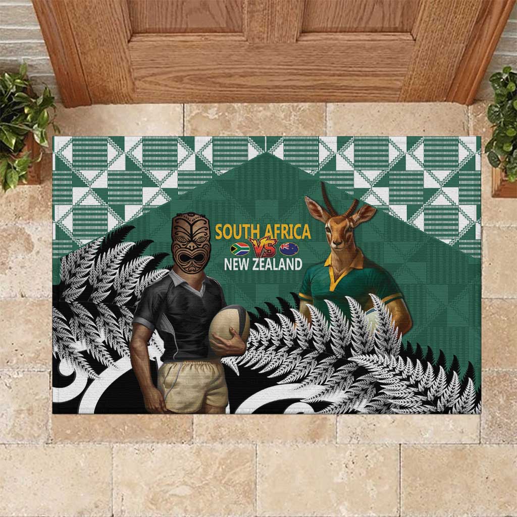 New Zealand South Africa Rugby Rubber Doormat Springboks Kente All Black Maori Together - Polynesian Pride
