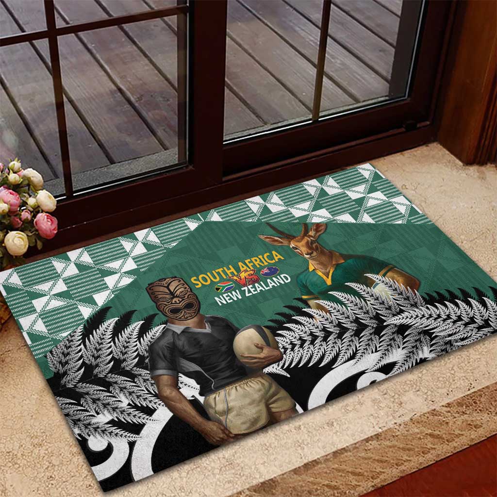 New Zealand South Africa Rugby Rubber Doormat Springboks Kente All Black Maori Together - Polynesian Pride