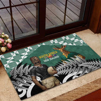 New Zealand South Africa Rugby Rubber Doormat Springboks Kente All Black Maori Together - Polynesian Pride