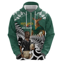 New Zealand South Africa Rugby Custom Zip Hoodie Springboks Kente All Black Maori Together - Polynesian Pride