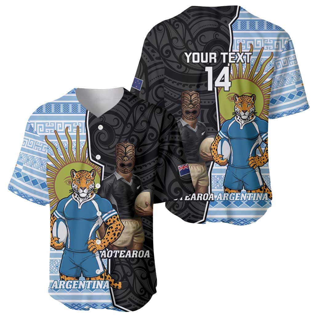 New Zealand Argentina Rugby Custom Baseball Jersey 2025 Los Pumas All Black Together - Polynesian Pride