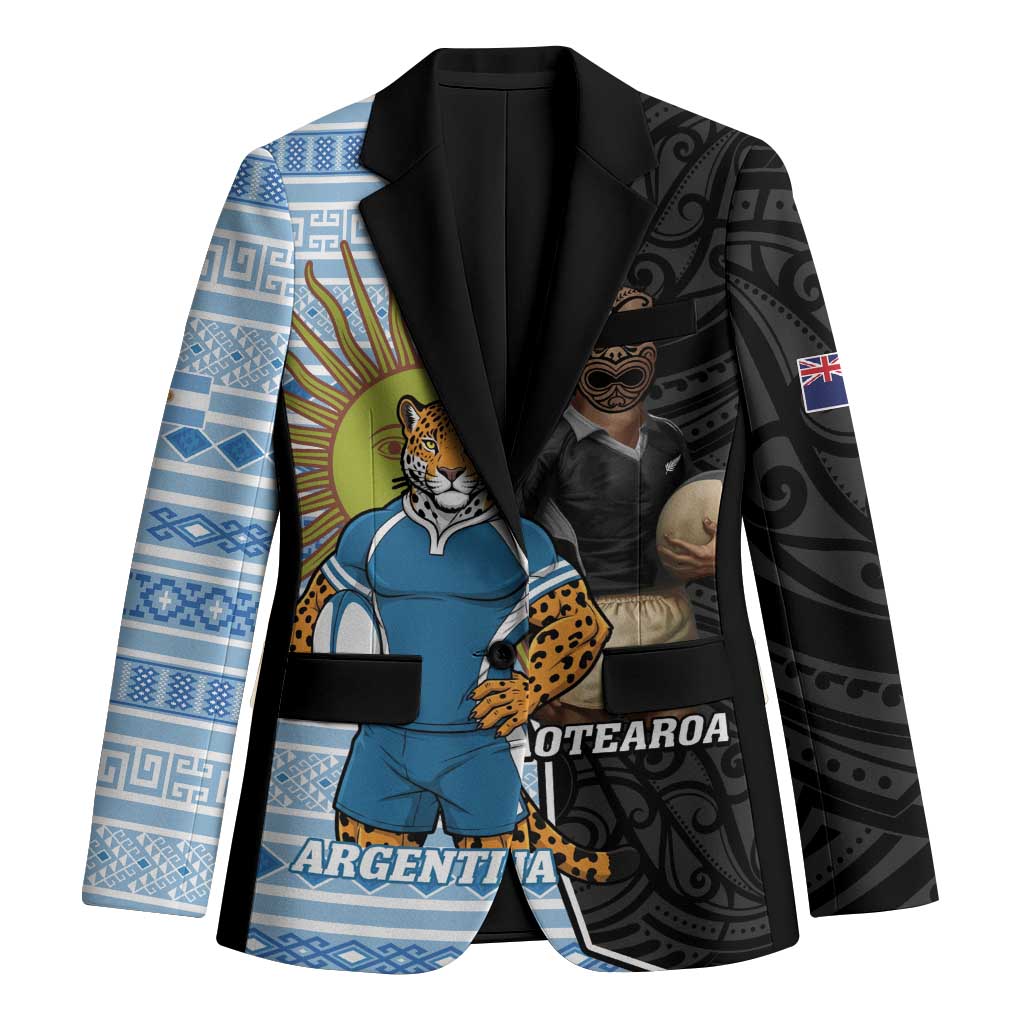 New Zealand Argentina Rugby Custom Blazer 2025 Los Pumas All Black Together - Polynesian Pride