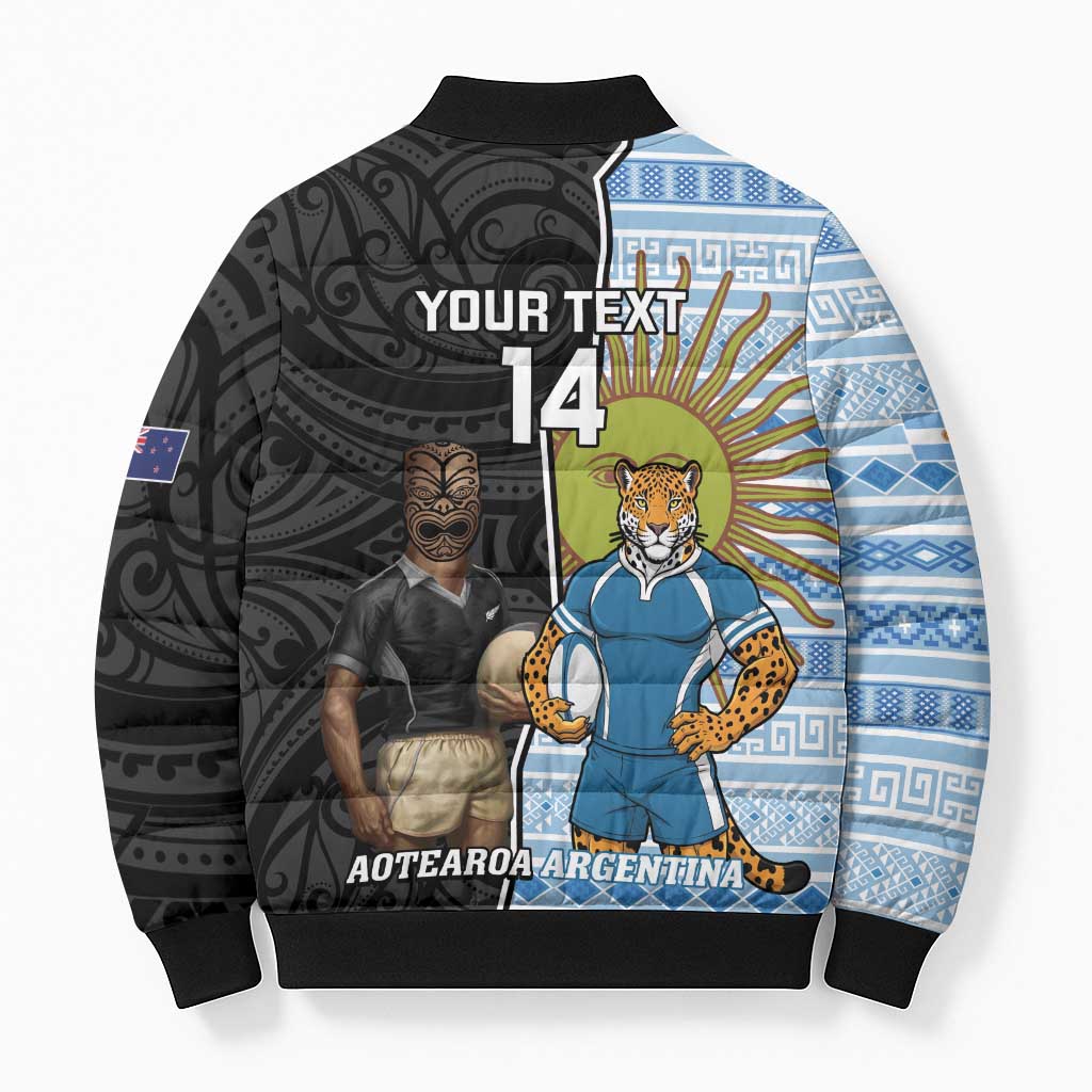 New Zealand Argentina Rugby Custom Bomber Puffer Jacket 2025 Los Pumas All Black Together - Polynesian Pride