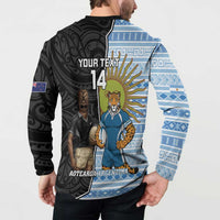 New Zealand Argentina Rugby Custom Button Sweatshirt 2025 Los Pumas All Black Together - Polynesian Pride