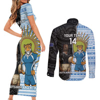 New Zealand Argentina Rugby Custom Couples Matching Short Sleeve Bodycon Dress and Long Sleeve Button Shirt 2025 Los Pumas All Black Together - Polynesian Pride