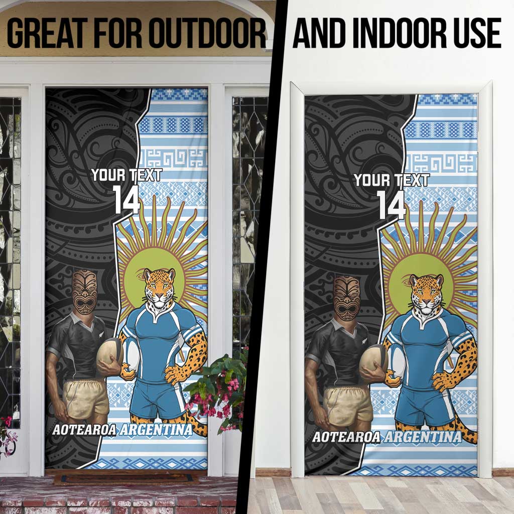New Zealand Argentina Rugby Door Cover 2025 Los Pumas All Black Together - Polynesian Pride