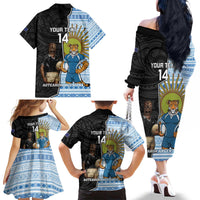 New Zealand Argentina Rugby Custom Family Matching Off The Shoulder Long Sleeve Dress and Hawaiian Shirt 2025 Los Pumas All Black Together - Polynesian Pride