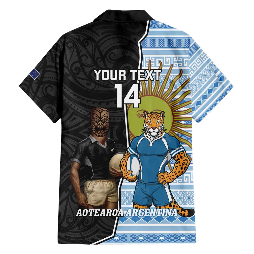 New Zealand Argentina Rugby Custom Family Matching Tank Maxi Dress and Hawaiian Shirt 2025 Los Pumas All Black Together - Polynesian Pride