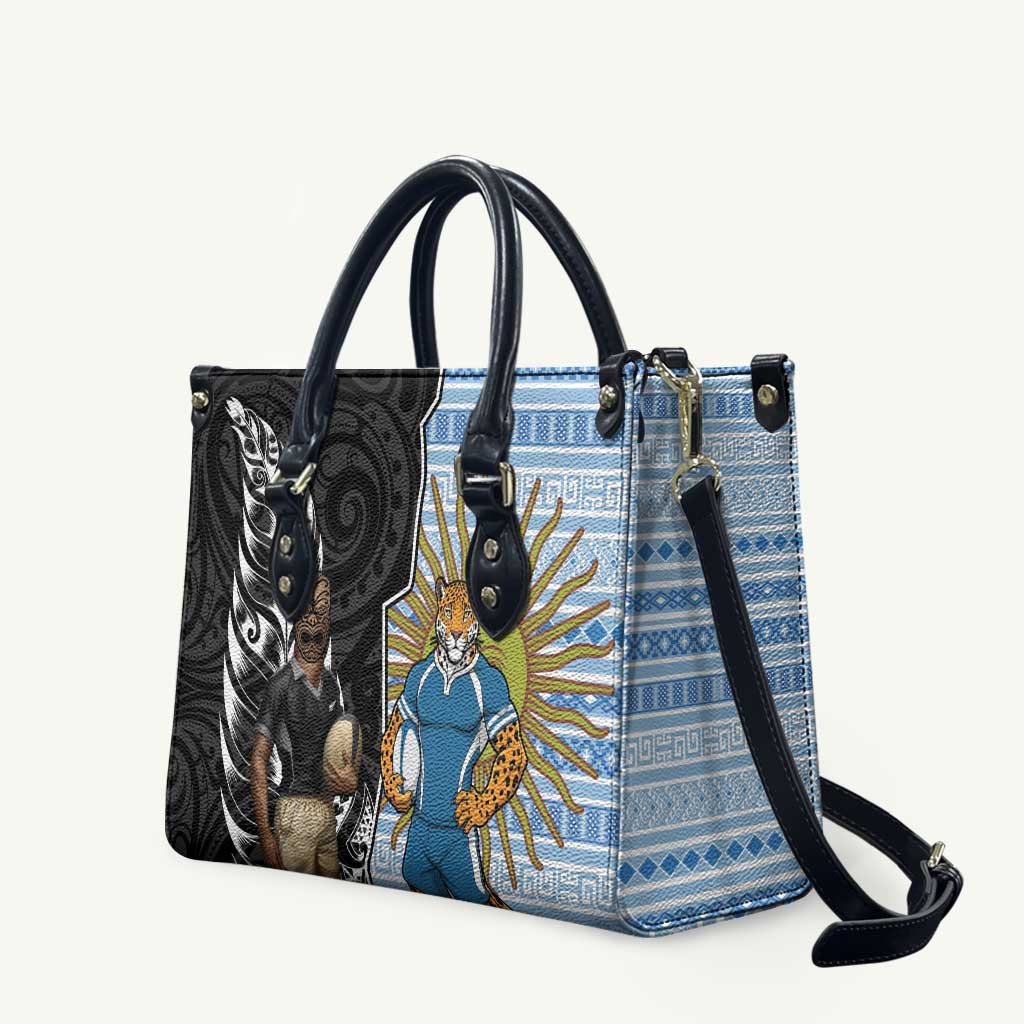 New Zealand Argentina Rugby Leather Bag 2025 Los Pumas All Black Together - Polynesian Pride