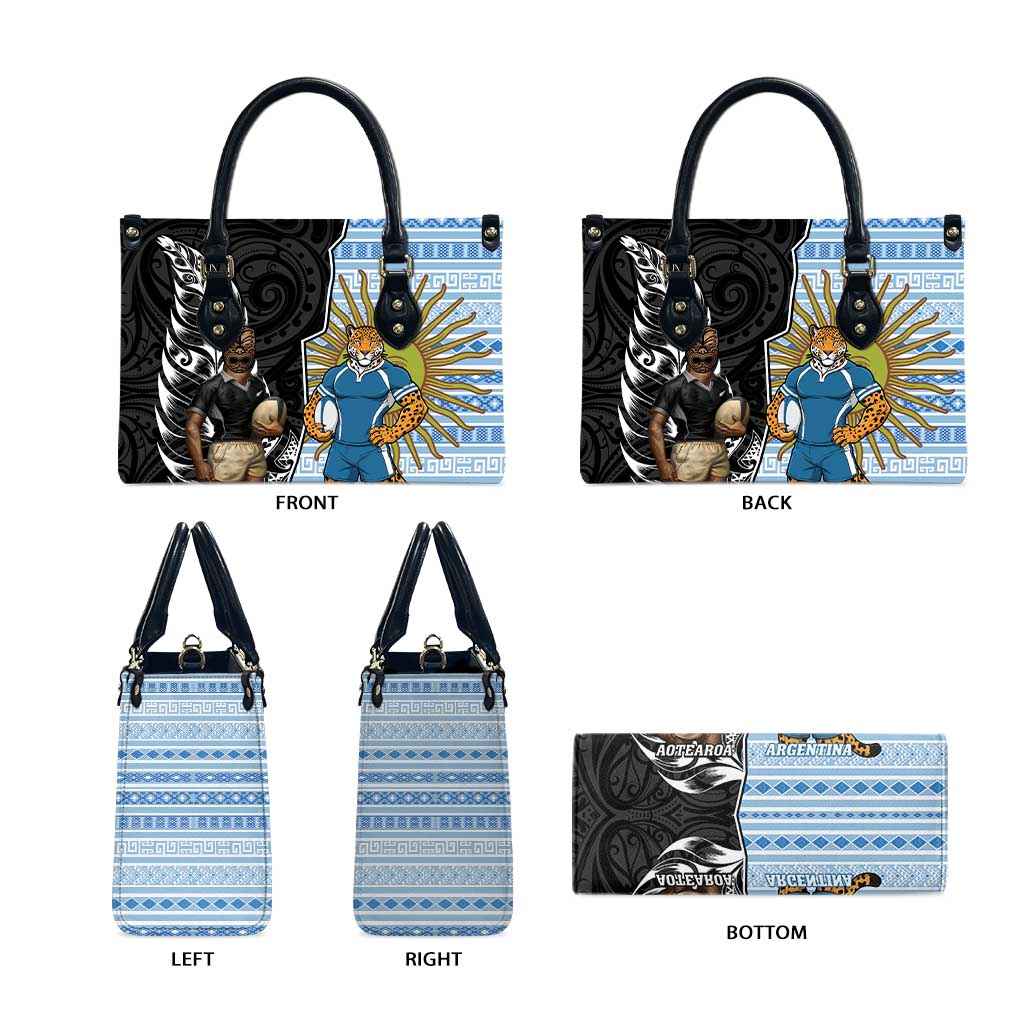 New Zealand Argentina Rugby Leather Bag 2025 Los Pumas All Black Together - Polynesian Pride