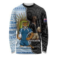 New Zealand Argentina Rugby Custom Long Sleeve Shirt 2025 Los Pumas All Black Together - Polynesian Pride